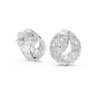 Artisan Filigree Wave Round Lab Diamond Stud Earrings with Curved Pave Accent - View 9