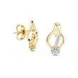 Imperial Flame Curve Round Moissanite Diamond Cluster Earrings with Flowing Open Silhouette - View 7