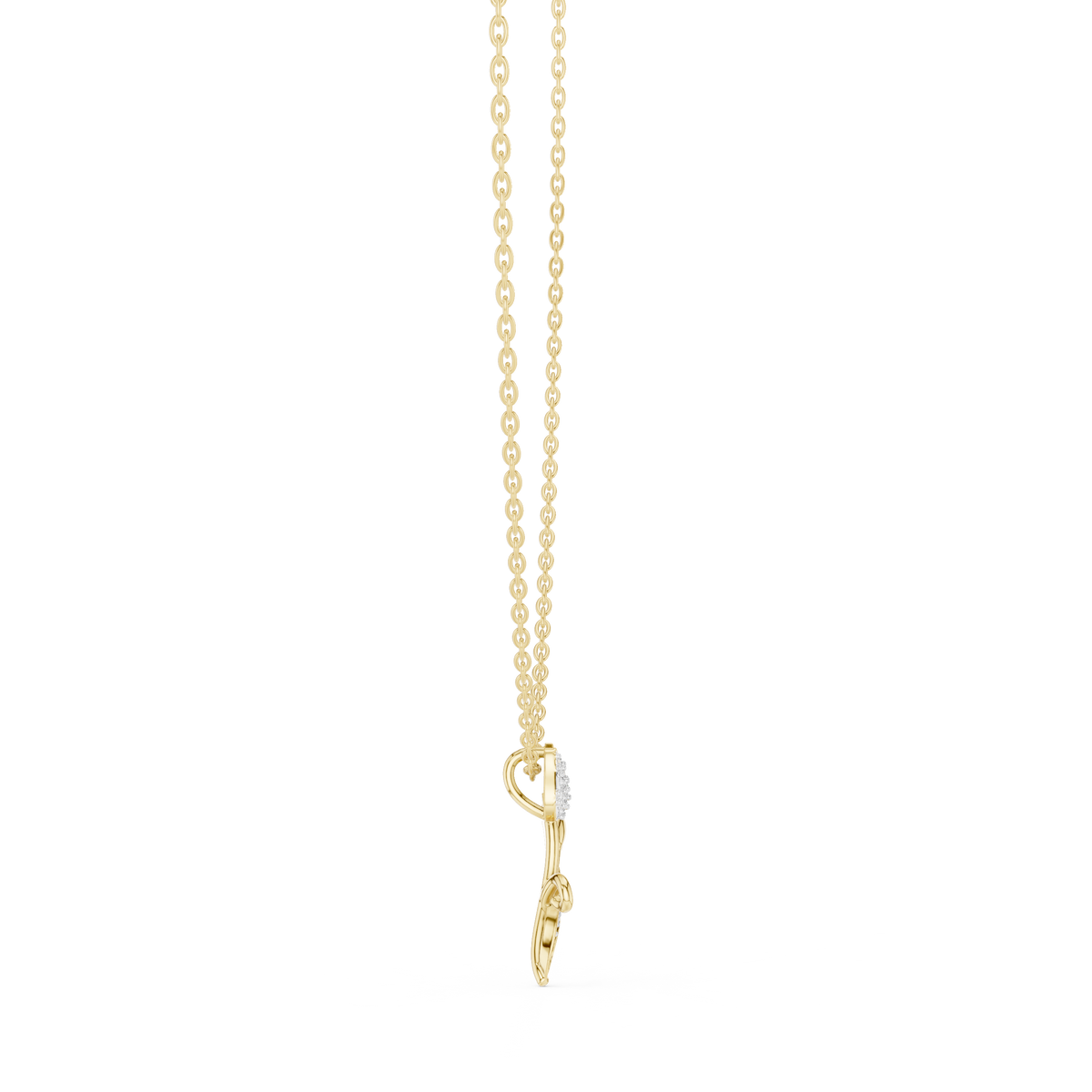 Dainty Twin Tulip Flower Round Lab Grown Diamond Accent Pendant - View 4