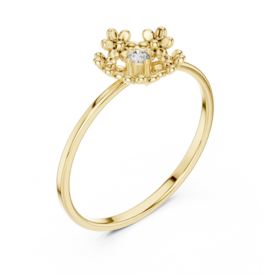 Round Lab Diamond Floral Cluster Bezel Set Ring - View 2