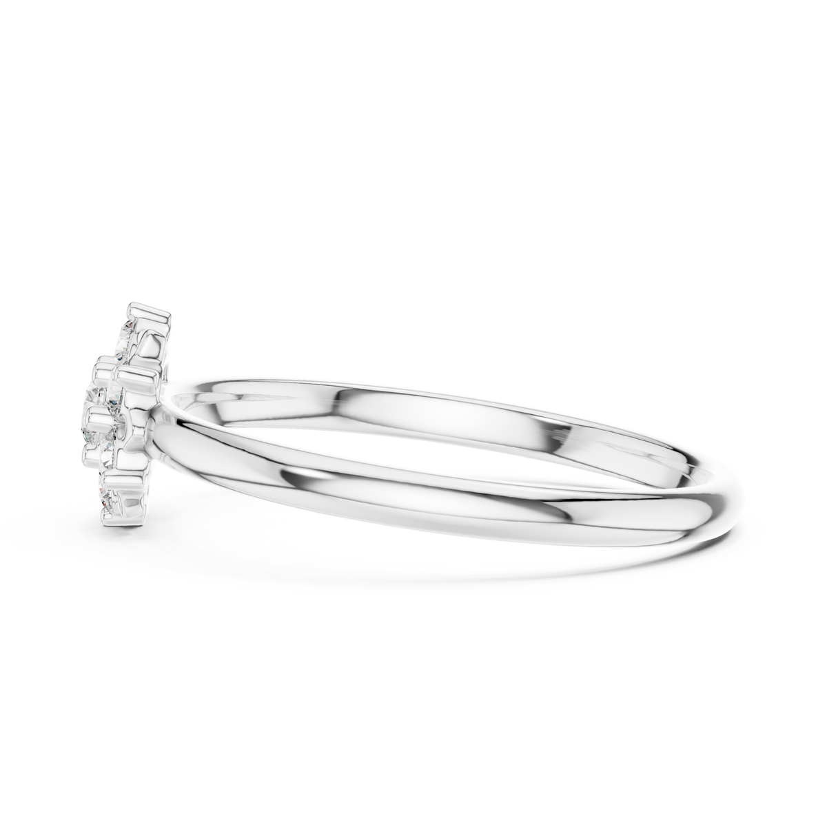 Delicate Floral Cluster Round Lab Diamond Engagement Ring - View 10