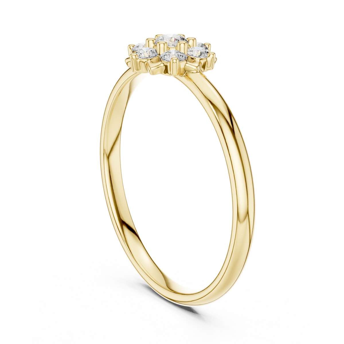 Delicate Floral Cluster Round Lab Diamond Engagement Ring - View 5