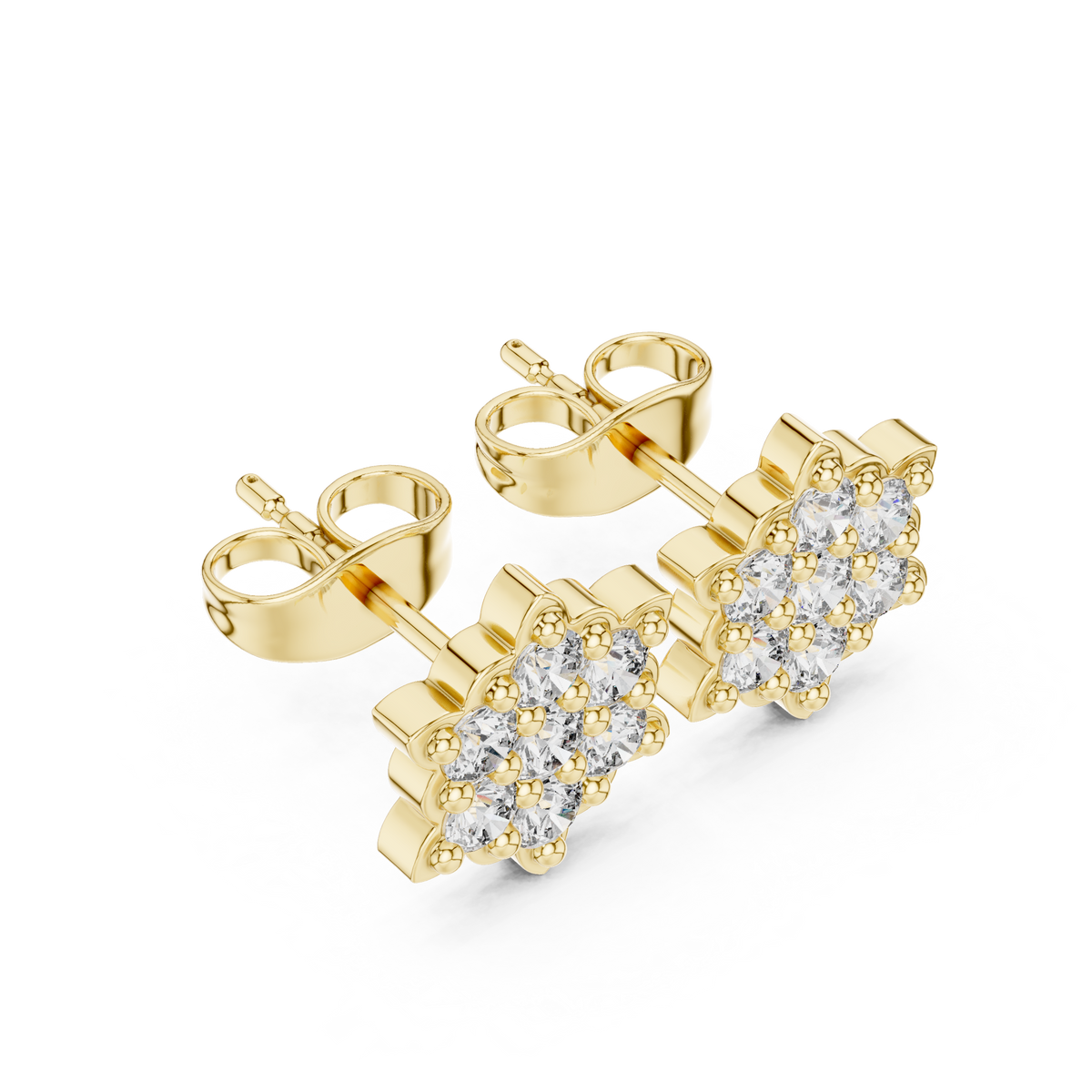 Celestial Bloom Moissanite Diamond Cluster Stud Earrings with Petal Inspired Floral Geometry - View 4
