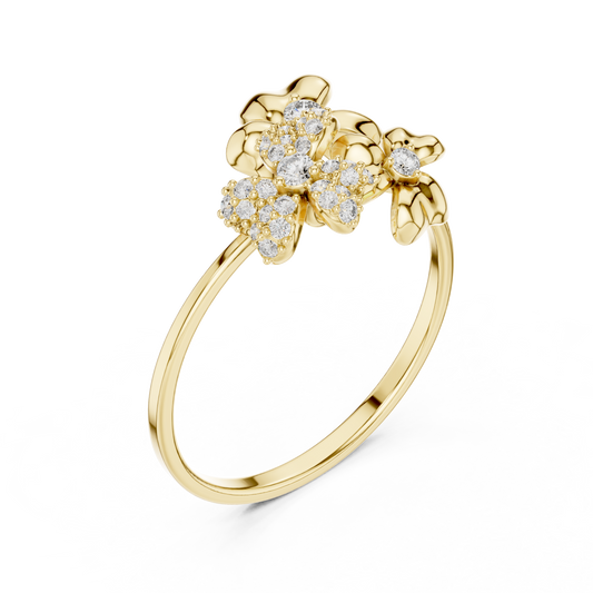 Round Lab Diamond Floral Cluster Statement Ring - View 2