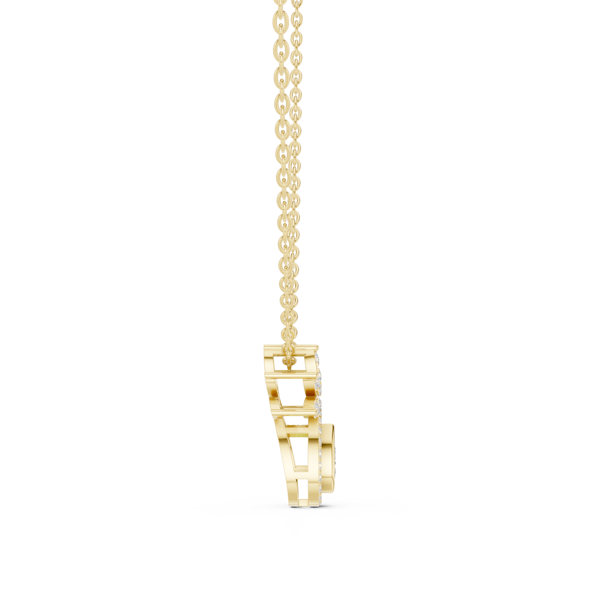 Lotus Motif Statement Charm Featuring Pear Moissanite Diamond Pendant - View 4