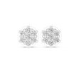 Aurora Halo Blossom Round Moissanite Diamond Cluster Stud Earrings with Rounded Floral Silhouette - View 3