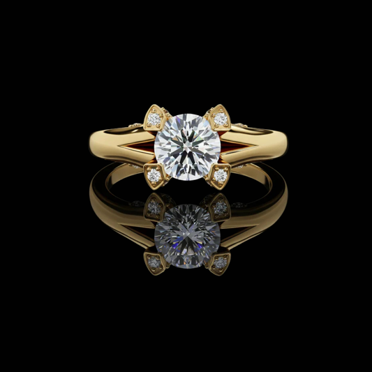 Solitaire Round Cut Lab Diamond Engagement Ring For Women