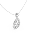Leaf Swirl Pendant Necklace with Round Lab Grown Stones - View 9