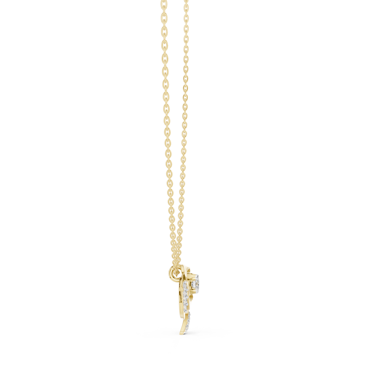Abstract Swirl Petal Layering Pendant with Round Moissanite Diamond - View 7