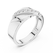 Round Cut Moissanite Diamond Men's Modern Curved Accent Wedding Ring - View 4