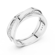 Round Cut Moissanite Diamond Men's Multi Band Crossover Gold Ring - View 7