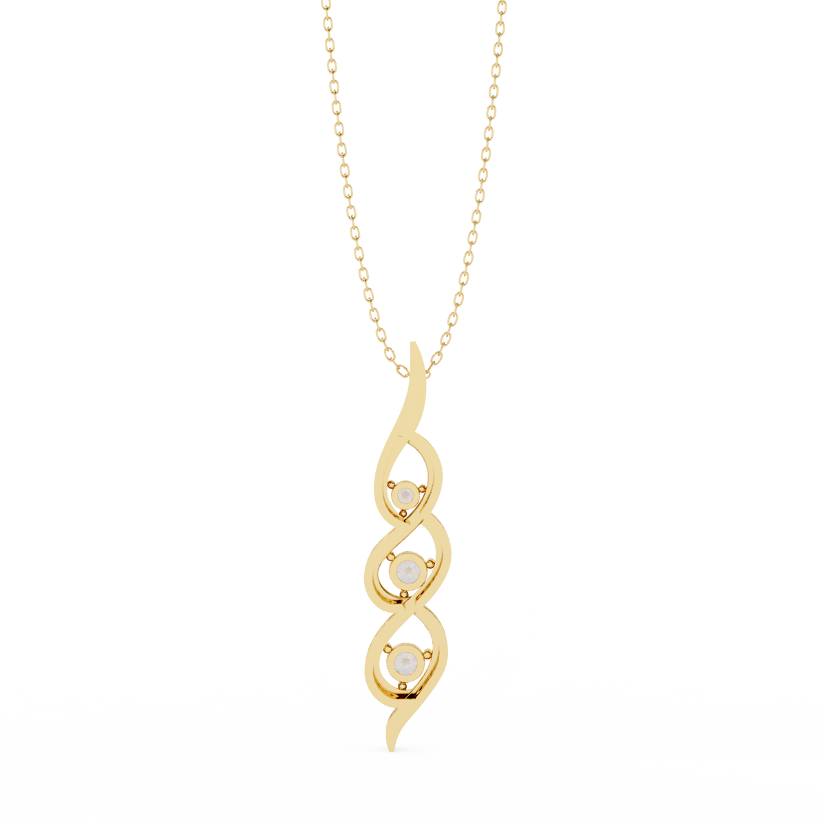 Three Stone Twist Moissanite Diamond Pendant Necklace - View 5