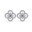 Luxury Floral Motif Stud Earrings with Sparkling Lab Diamond Inspired Cluster Centerpiece - View 3