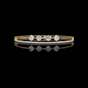 Four Round Lab Diamond Station Bangle Bracelet Pave Accent
