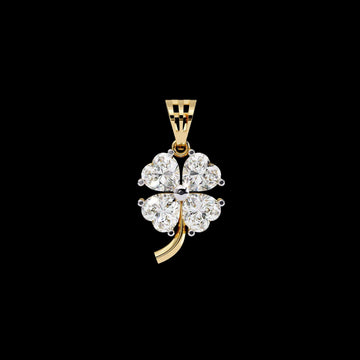 Floral Motif Lucky Charm Pendant with Heart Lab Grown Diamond