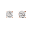 Architectural Crown Basket Round Moissanite Diamond Solitaire Studs - View 3