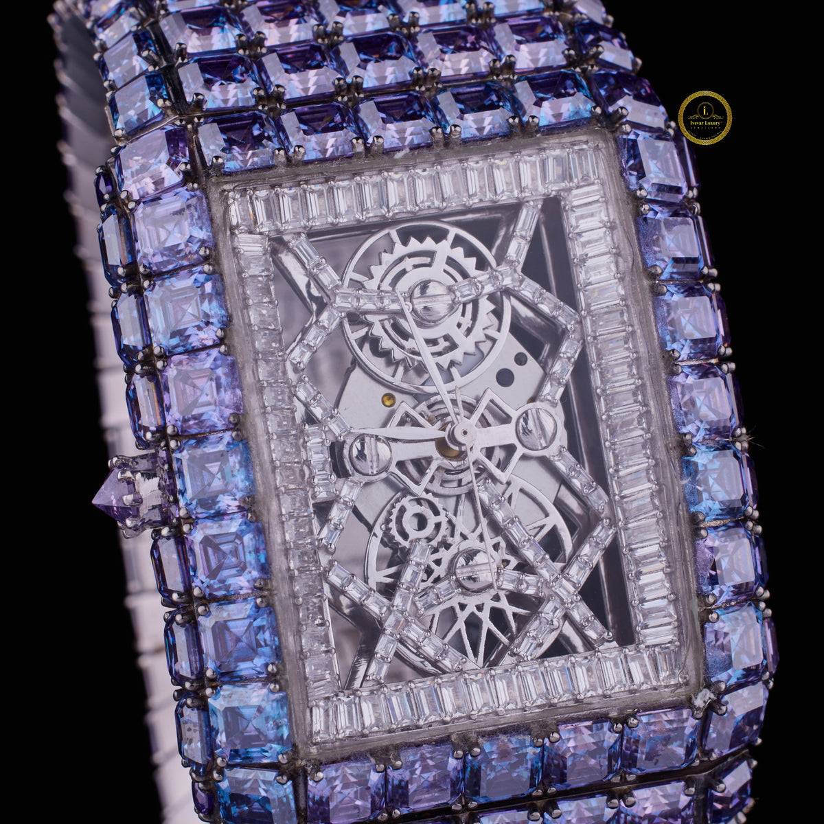 Full Iced Blue Lab Grown Diamond Watch Showcasing Mechanical Mastery By Ivevar - View 2