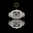 Full Iced Out Two-Tone Diamond Square Watch with Roman Dial & Pave Link Band and Baguette Accents