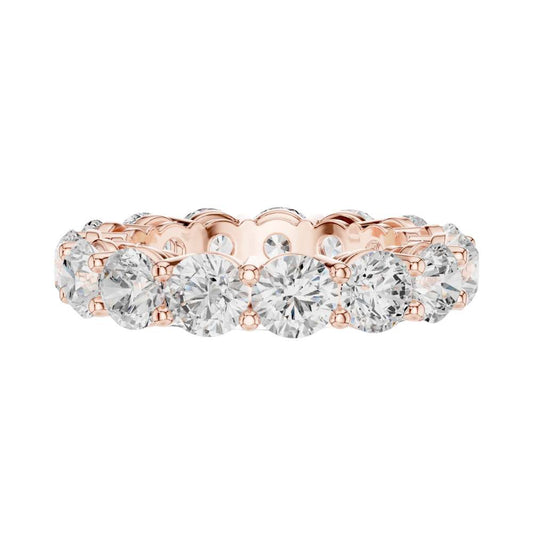 Round Brilliant Moissanite Diamond Eternity Wedding Band Ring - View 2