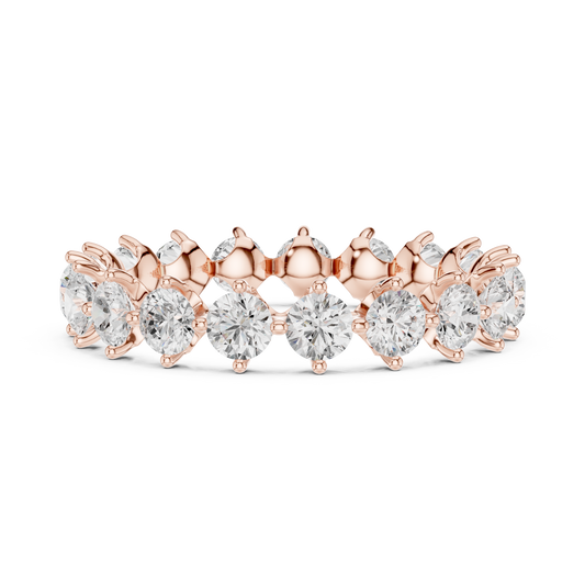 Round Brilliant Cut Moissanite Diamond Full Eternity Band Rings - View 2
