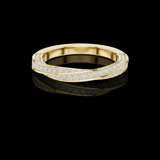 Round Cut Criss Cross Pave Lab Diamond Wedding Band Ring
