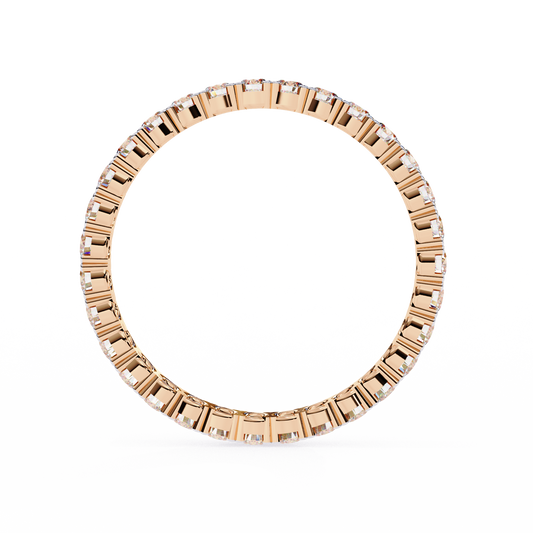Round Cut Full Eternity Moissanite Diamond Wedding Band Ring - View 2