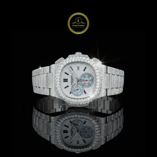 Men’s Luxury Watch Collection – Crystal-Encrusted Chronograph and Premium Silver Watch By Ivevar