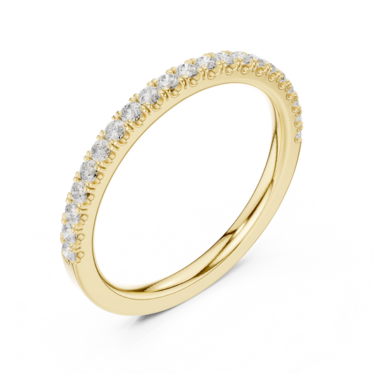 Round Moissanite Diamond Half Eternity Delicate Band - View 2