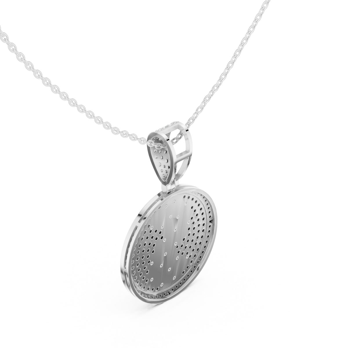Men's Fully Iced Out Dollar Symbol Circle Charm Pendant with Moissanite Diamond - View 9