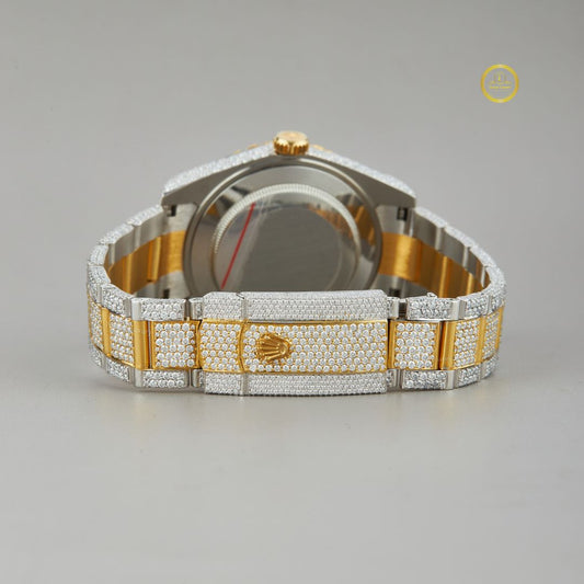 Luxury Fully Iced Gold & Silver Moissanite Diamond Watch with Classic Roman Dial By Ivevar Luxury