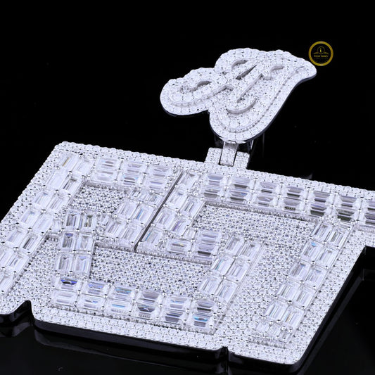 Fully Iced Out Moissanite Pendant - Round & Baguette Diamond Jewelry by Ivevar - View 2