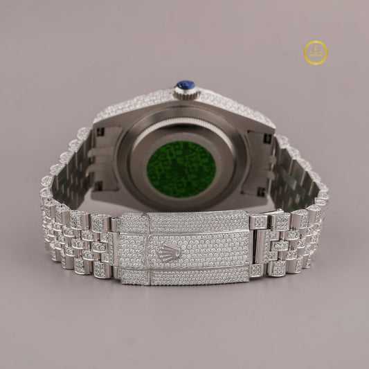 Top Quality Fully Iced-Out Silver Watch with Elegant Lab Diamond Arabic Dial For Gift By Ivevar Luxury