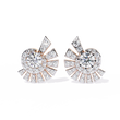 Exquisite Moissanite Diamond Radiant Sunburst Round Diamond Statement Earrings - View 4