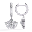 Geometric Fan Shaped Pave Round Cut Moissanite Diamond Drop Earrings - View 5