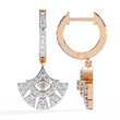 Geometric Fan Shaped Pave Round Cut Moissanite Diamond Drop Earrings - View 6