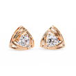 Artistic Triangle Moissanite Diamond Studs with Intricate Cutout Swirl Detailing - View 2