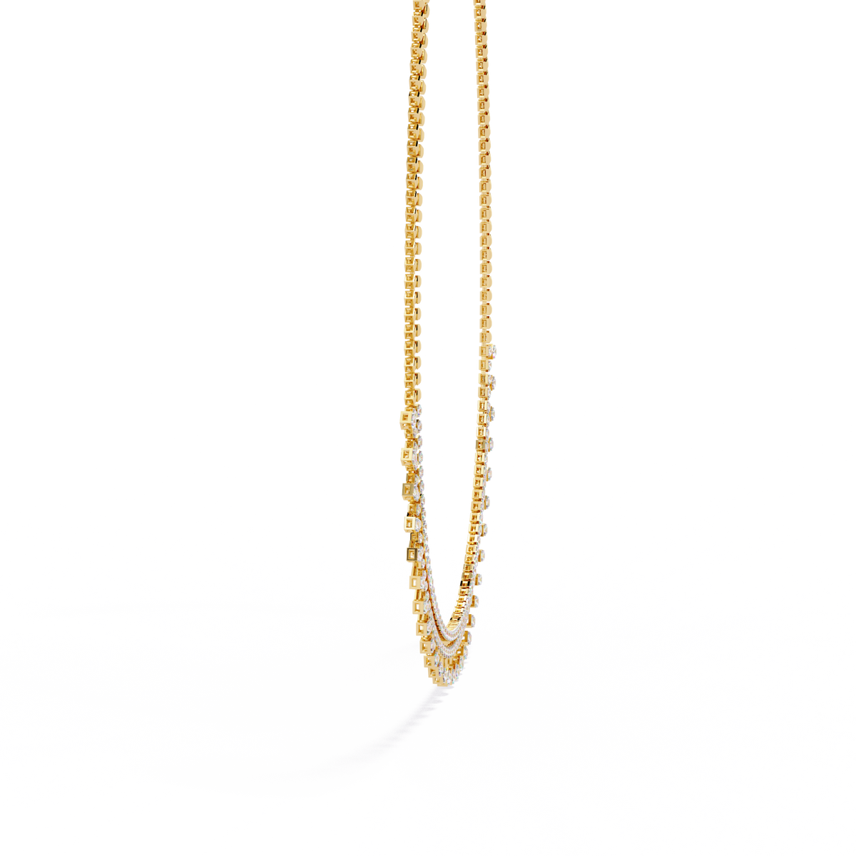 Lab Grown Diamond Fringe Tennis Necklace with Princess Shape Drops - View 5