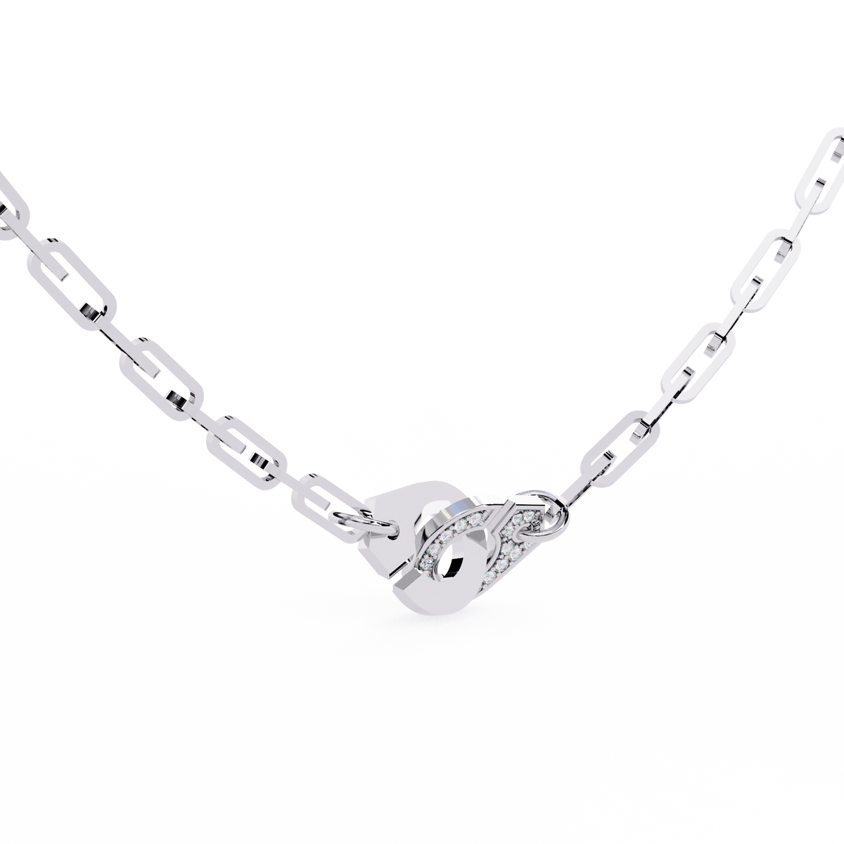 Clip Chain Necklace with Pave Moissanite Diamond Clasp - View 4