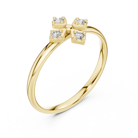 Geometric Round Moissanite Diamond Engagement Ring - View 2