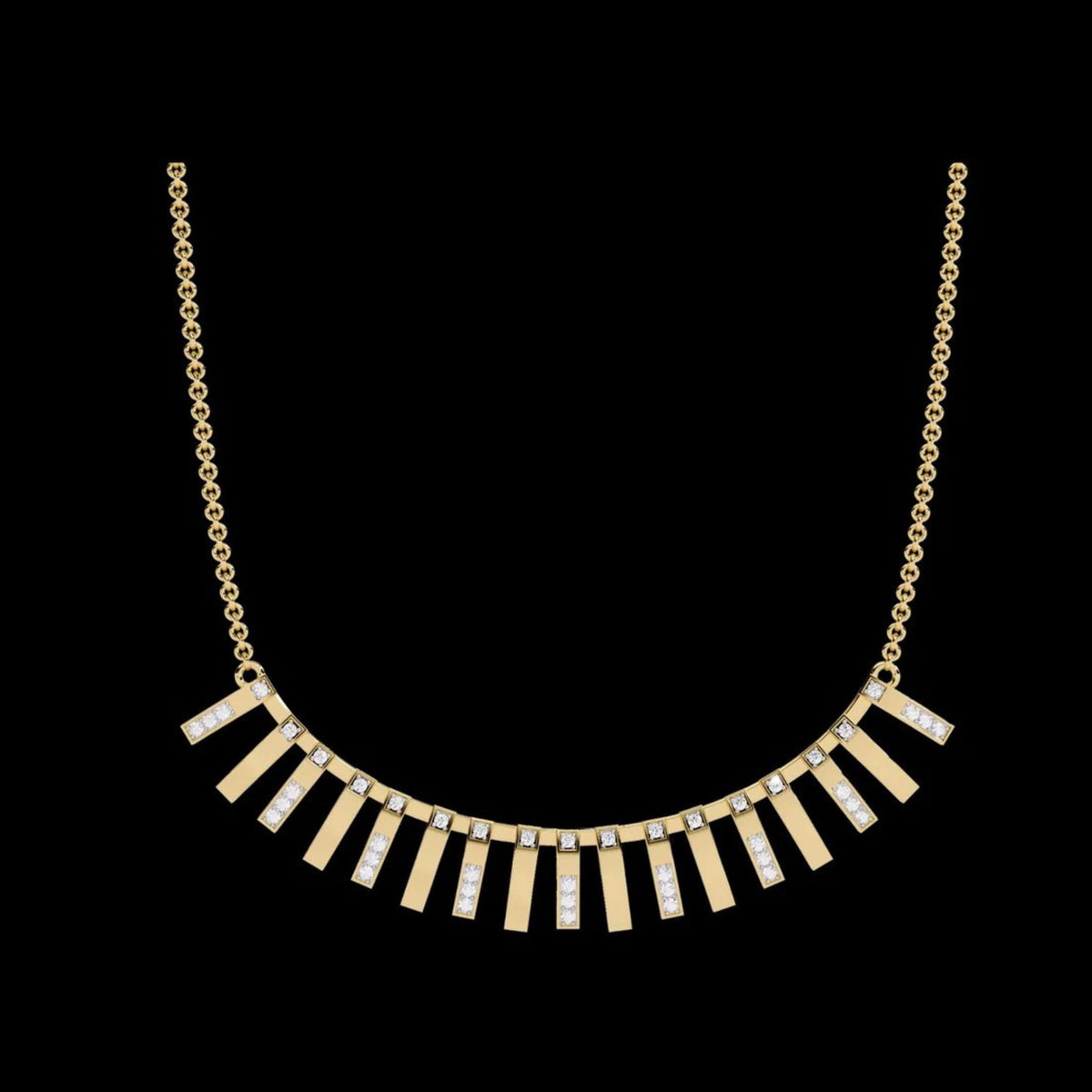 Geometric Moissanite Diamond Fringe Statement Necklace