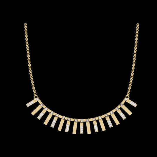 Geometric Moissanite Diamond Fringe Statement Necklace