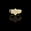 Round Cut Lab Grown Diamond Men's Modern Three Cluster Statement Ring