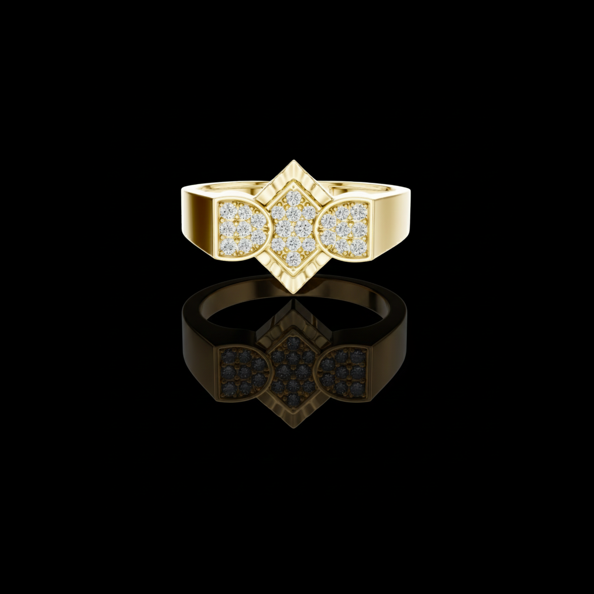 Round Cut Moissanite Diamond Men's Modern Three Cluster Statement Ring