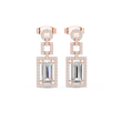 Art Deco Rectangular Halo Emerald Cut Lab Grown Diamond Chandelier Drop Earring - View 2