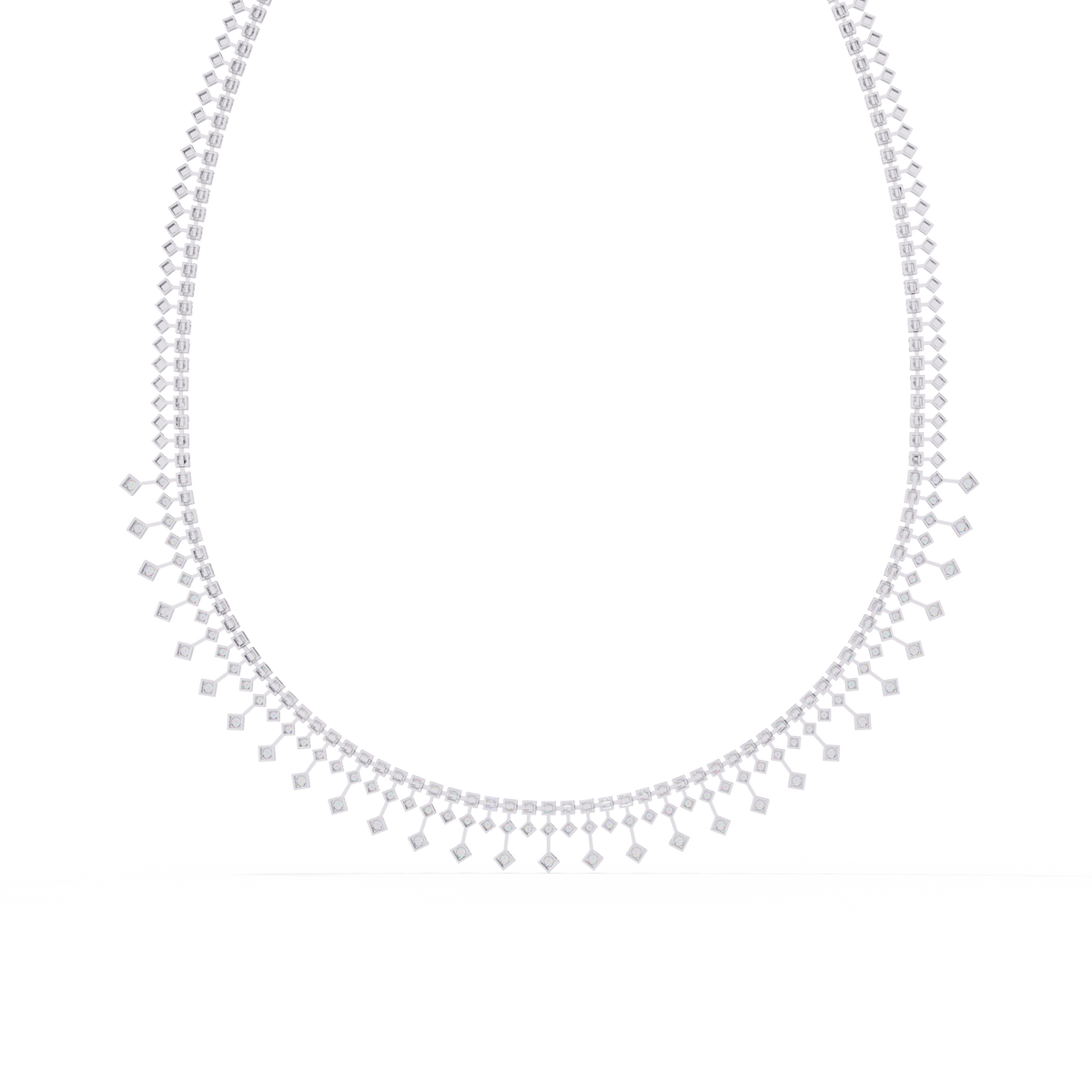 Lab Grown Diamond Fringe Tennis Necklace with Princess Shape Drops - View 10