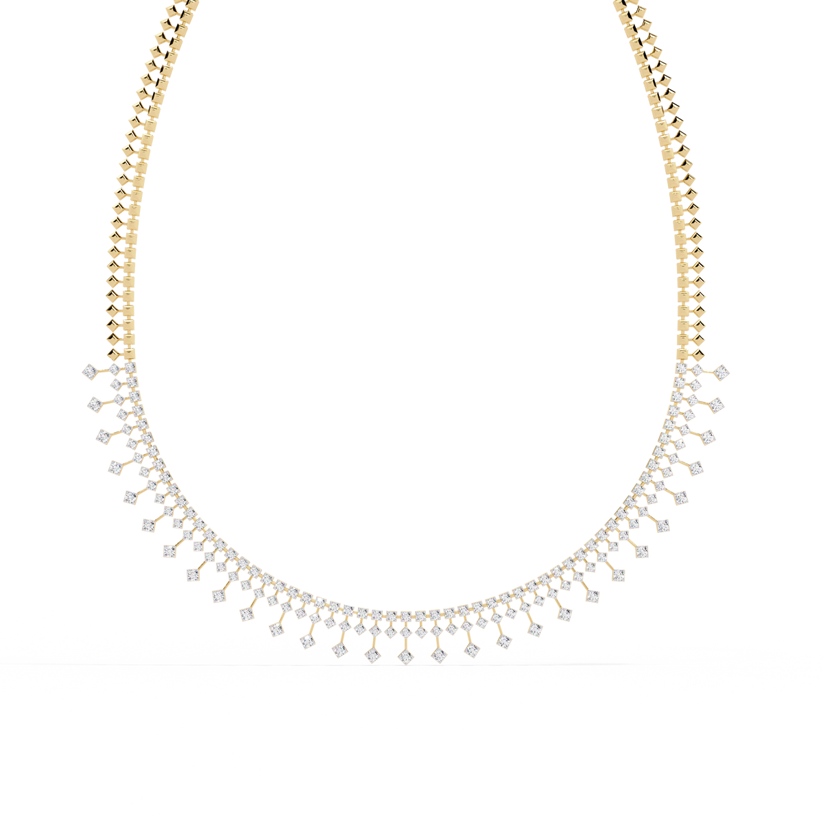 Lab Grown Diamond Fringe Tennis Necklace with Princess Shape Drops - View 2