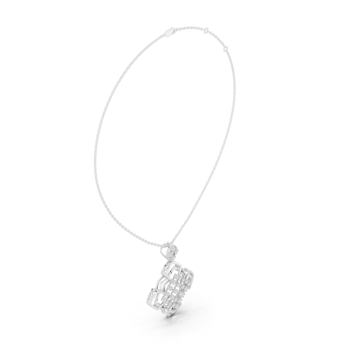 Round Diamond Floral Geometric Moissanite Diamond Necklace - View 9