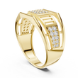 Round Cut Lab Grown Diamond Men's Pillar Cage Geometric Gold Statement Band - View 7
