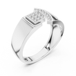 Round Cut Moissanite Diamond Men's Square Cluster & Curved Arc Ring - View 6