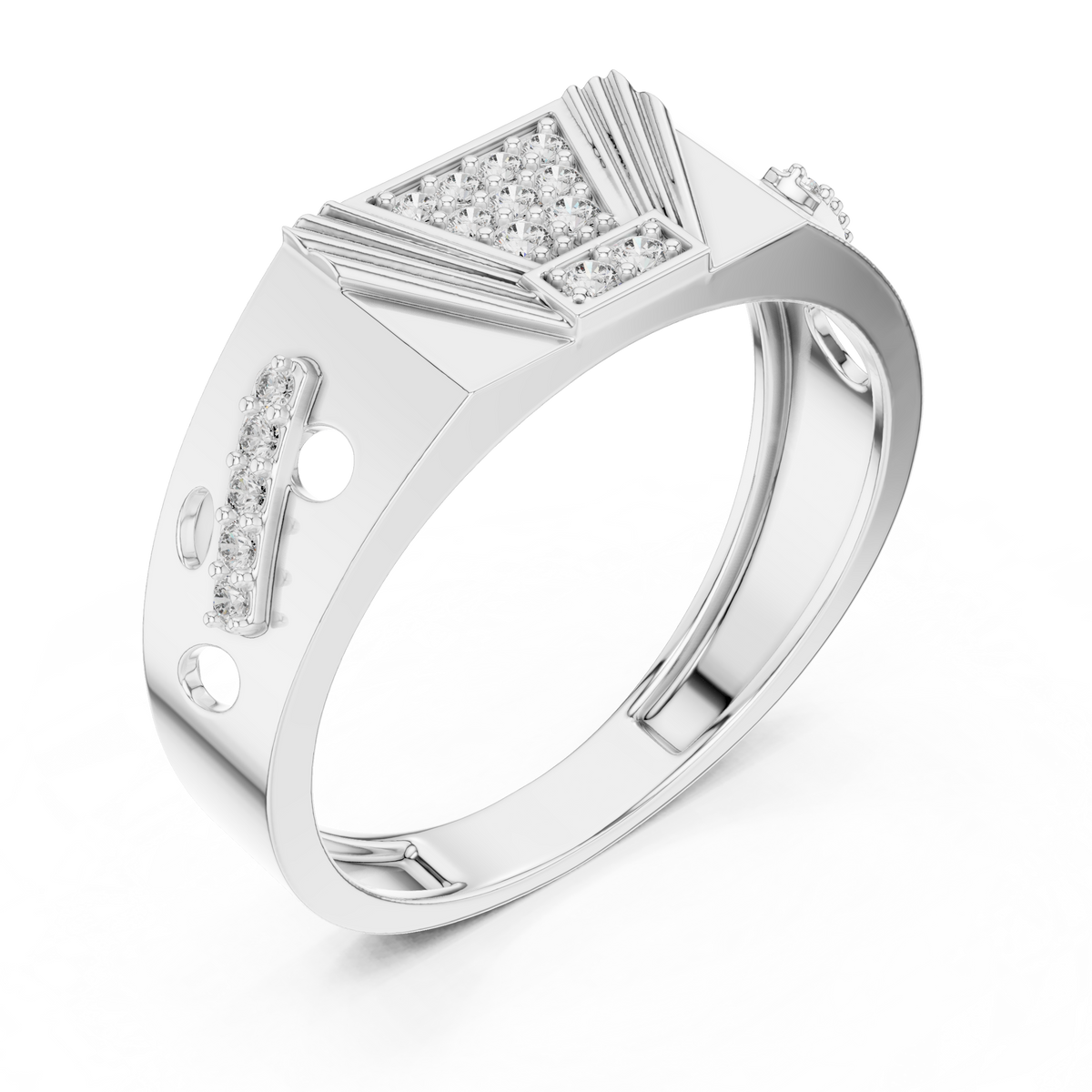 Round Cut Moissanite Diamond Men's Modern Openwork Orbital Cutout Engagement Ring - View 6